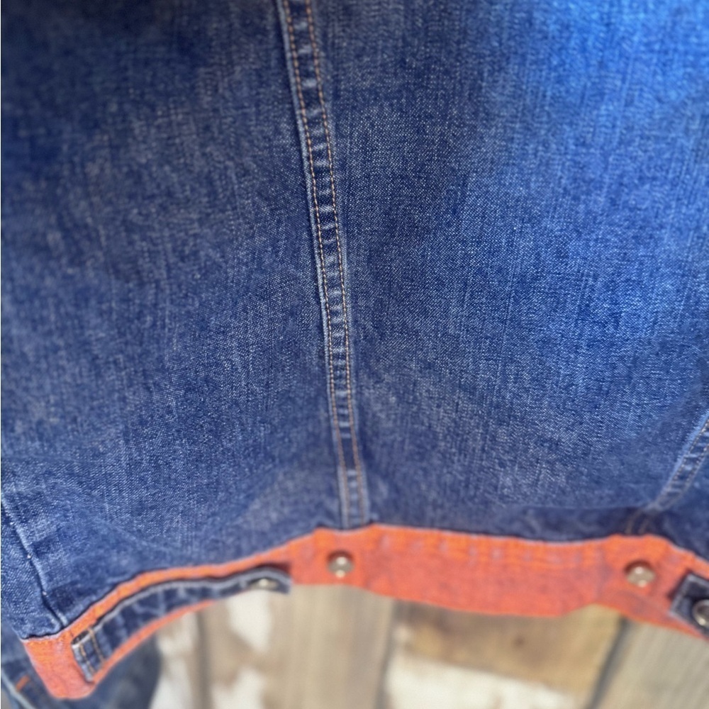 Wild and Leathal Trash W&LT Denim Jacket with Orange Trim Size Large - Picture 10 of 15